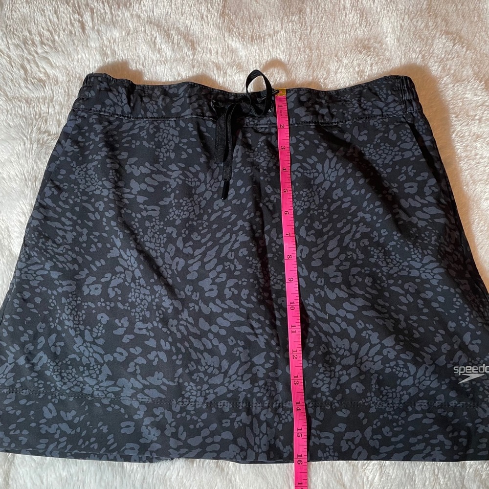 Speedo Womens Black Grey Leopard Print Swim Skort Built-in Liner Medium - Picture 6 of 7